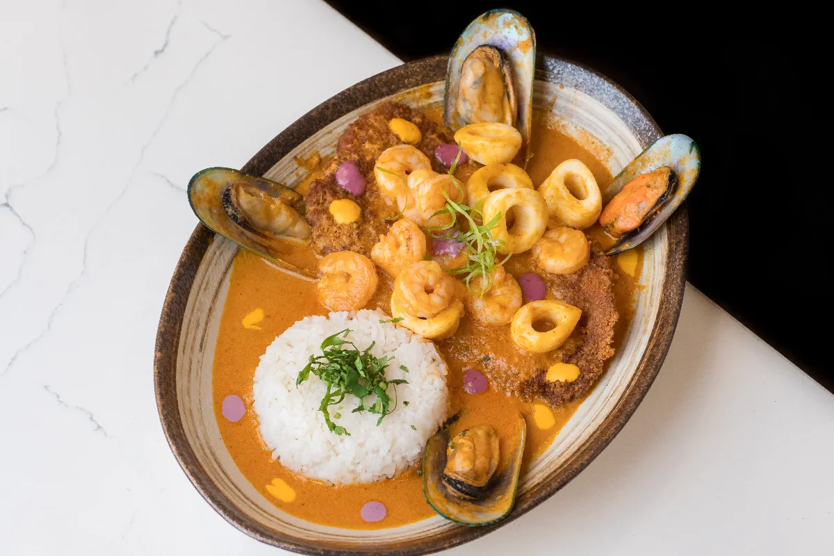 Pescado a lo macho at Fusionista, a Peruvian restaurant in Montclair, NJ