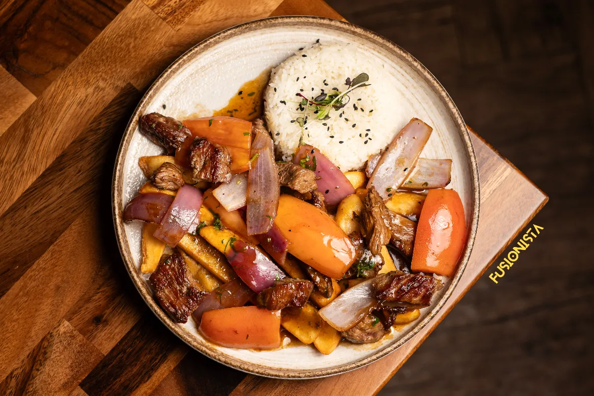 Lomo saltado from Fusionista, packed fresh for pickup in Montclair, NJ